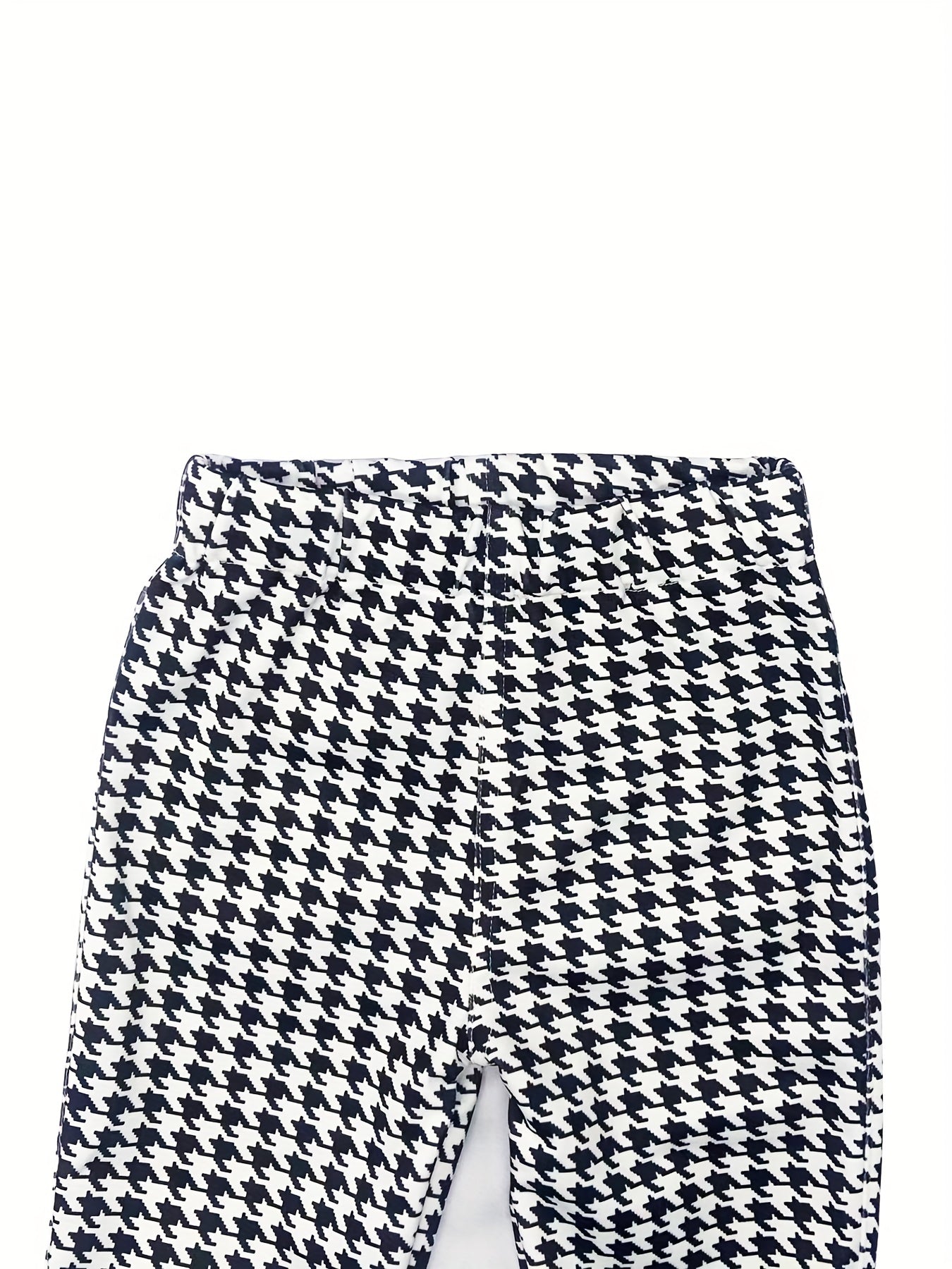 Girls Stretchy Houndstooth Leggings Elastic Waist Slim Fit Pants