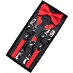 Adjustable Y-Back Suspenders Bow Tie Set