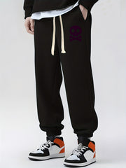Skull Print Drawstring Sweatpants Loose Fit Joggers For Men