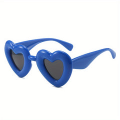 Heart Inflated Frame Sunglasses for Women Men UV400 with Case