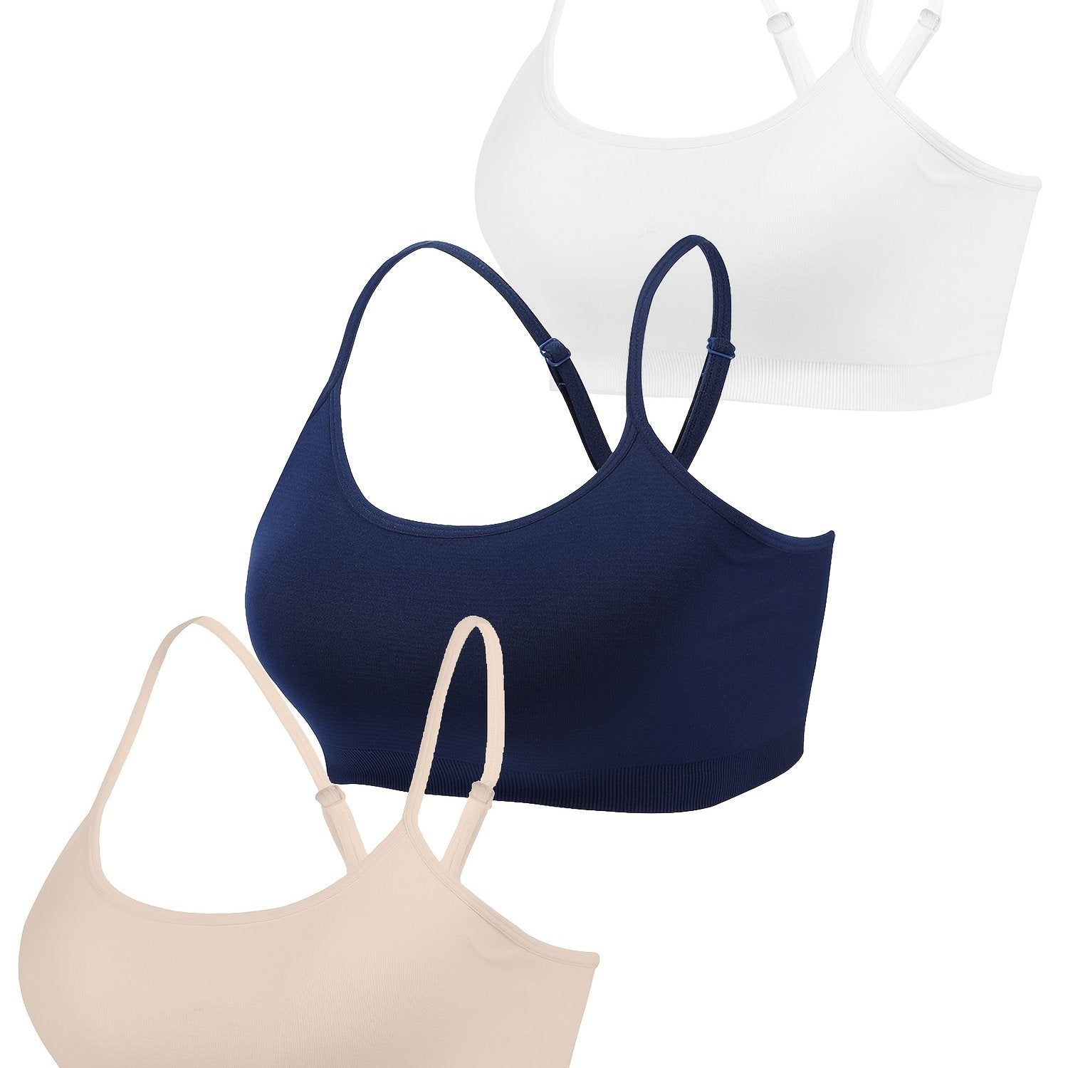 3pcs Solid Cami Tops Soft & Comfy Sports Crop Top Women's Lingerie