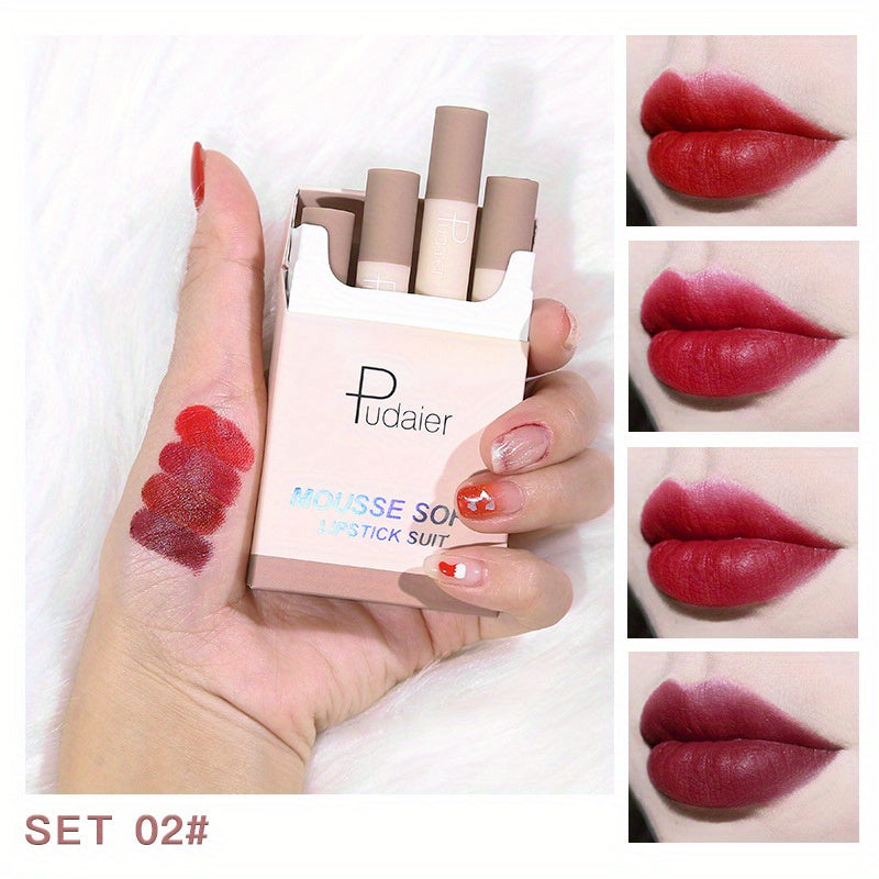 4Pcs Soft Velvet Liquid Lipstick Set Long Lasting Moisturising Lip Stain