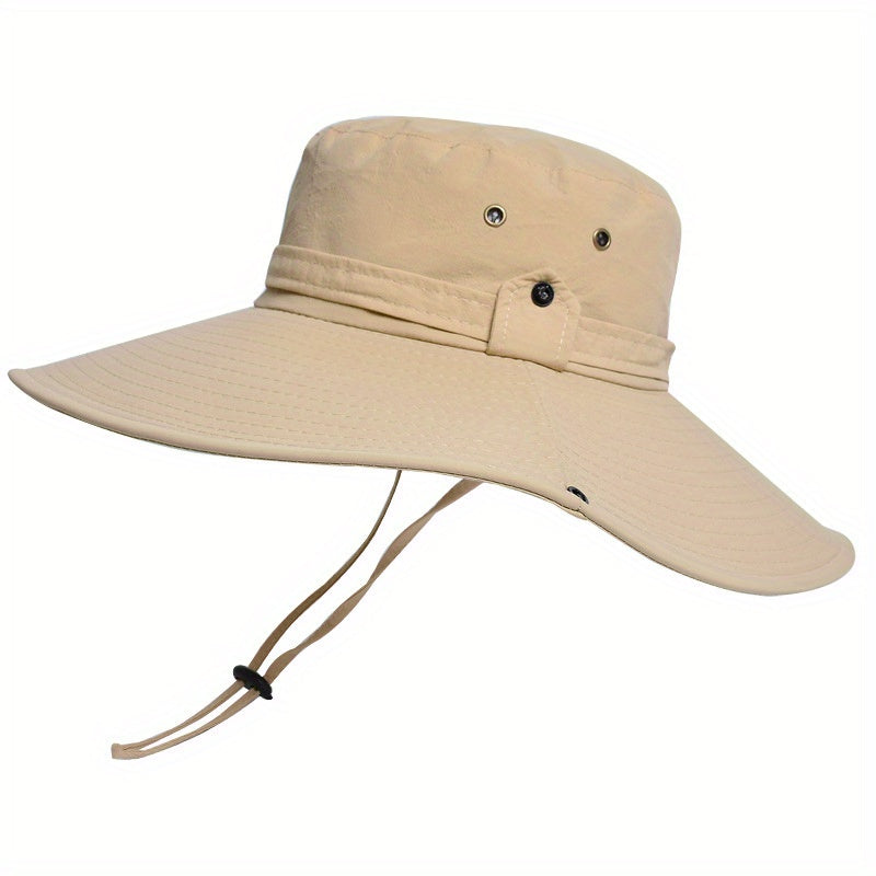 Waterproof Wide Brim Bucket Hat With Chin Strap for Outdoor Hiking