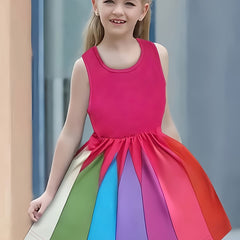 Colorblock Sleeveless Dress for Girls Summer Gift