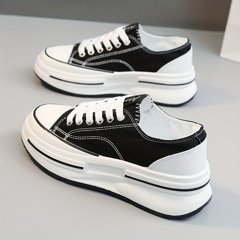 Women's Platform Canvas Shoes Casual Lace Up Outdoor Shoes