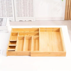 Adjustable Bamboo Silverware Organizer Drawer Dividers Expandable Cutlery Holder