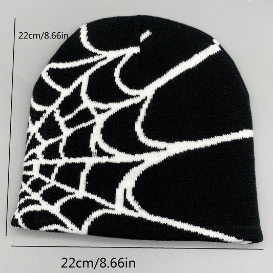 Unisex Spider Web Hip hop Jacquard Beanie Knitted Hat