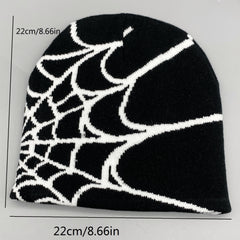 Unisex Spider Web Hip hop Jacquard Beanie Knitted Hat