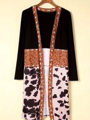 Cow Print Patchwork Open Front Jacket