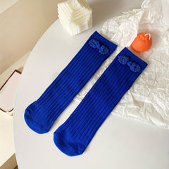 Girls Bow Knee High Socks Straight Stockings Chinese Style