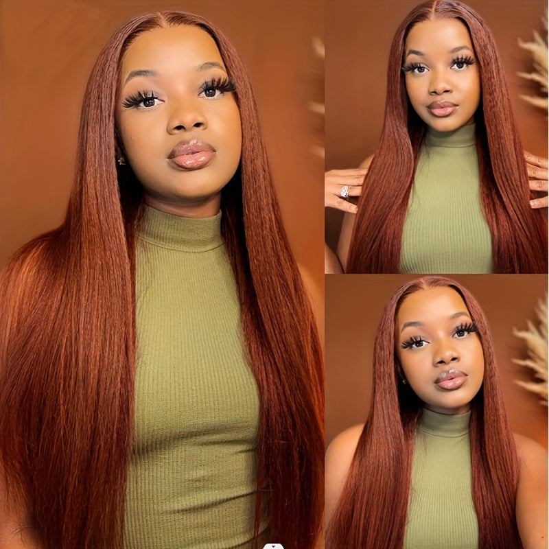 Reddish Brown Human Hair Wigs 13x4 Lace Front Wigs Colored 33 Preplucked