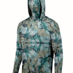 Men's Pattern Long Sleeve Hoodie With Mask Anti UV Sunscreen
