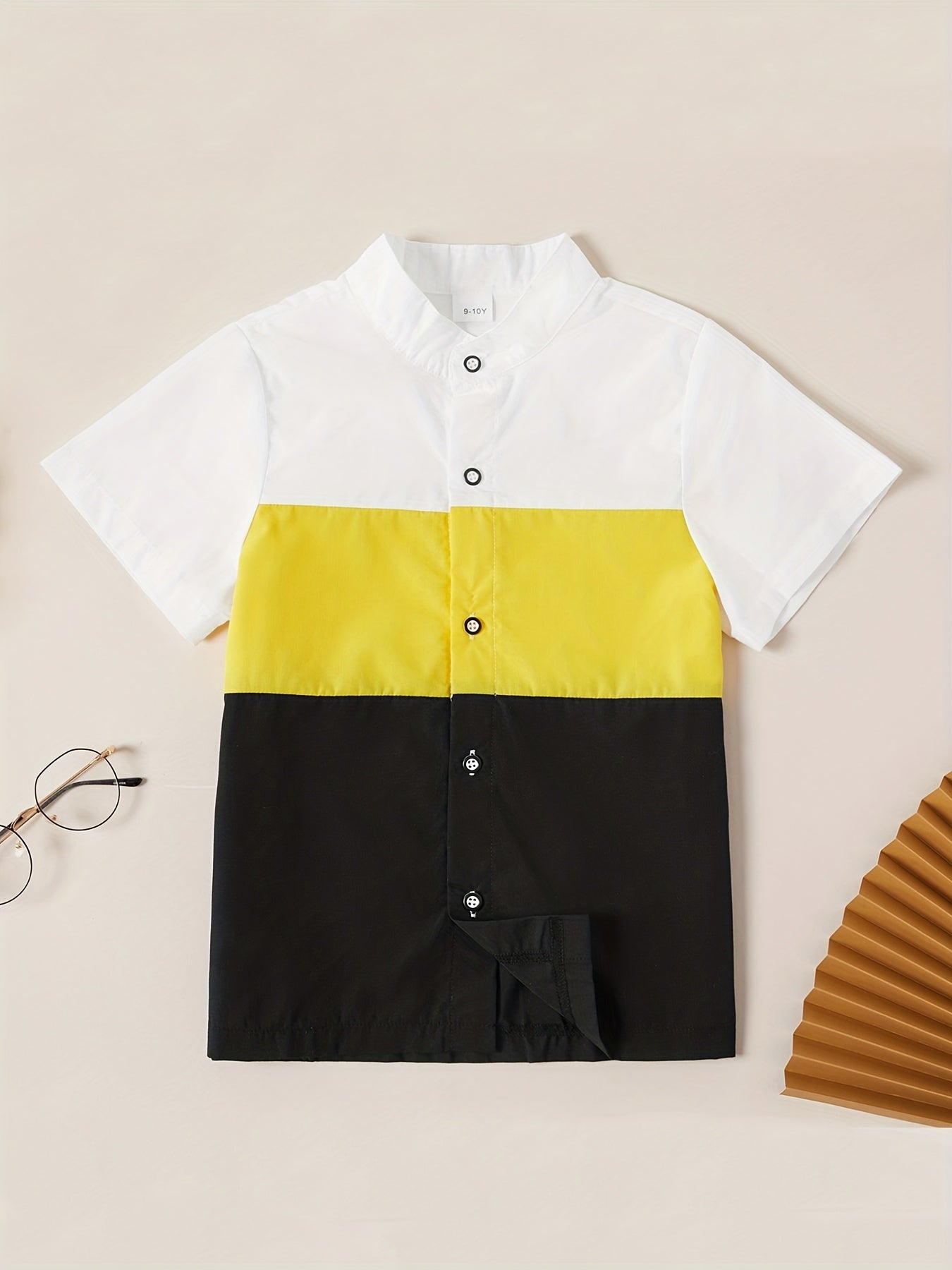 Boys Casual Lapel Shirt Short Sleeve Top for Summer