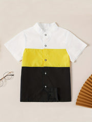 Boys Casual Lapel Shirt Short Sleeve Top for Summer