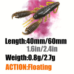 10pcs TPR Floating Shrimp Lures 40mm 60mm Fishing Tackle