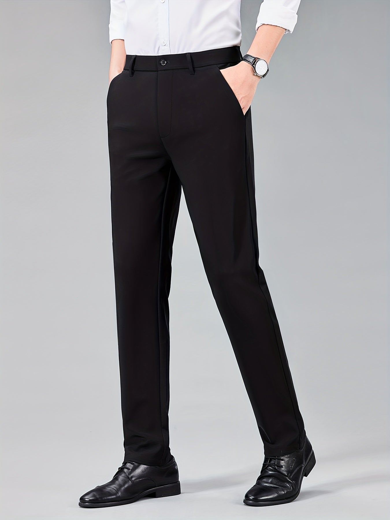 Men's Formal Solid Stretch Dress Pants Business Wear Spring Summer