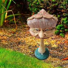 Hand Carved Mushroom Statue for Patio or Garden Decor