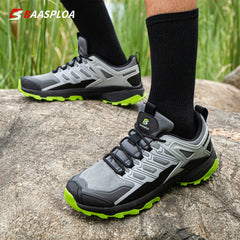 Baasploa Men's Lace Up Hiking Shoes Anti skid For Camping