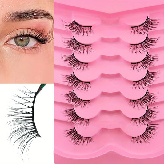 7 Pairs Half Eyes Lashes Natural Cat Eye Cross Faux Mink False Eyelashes