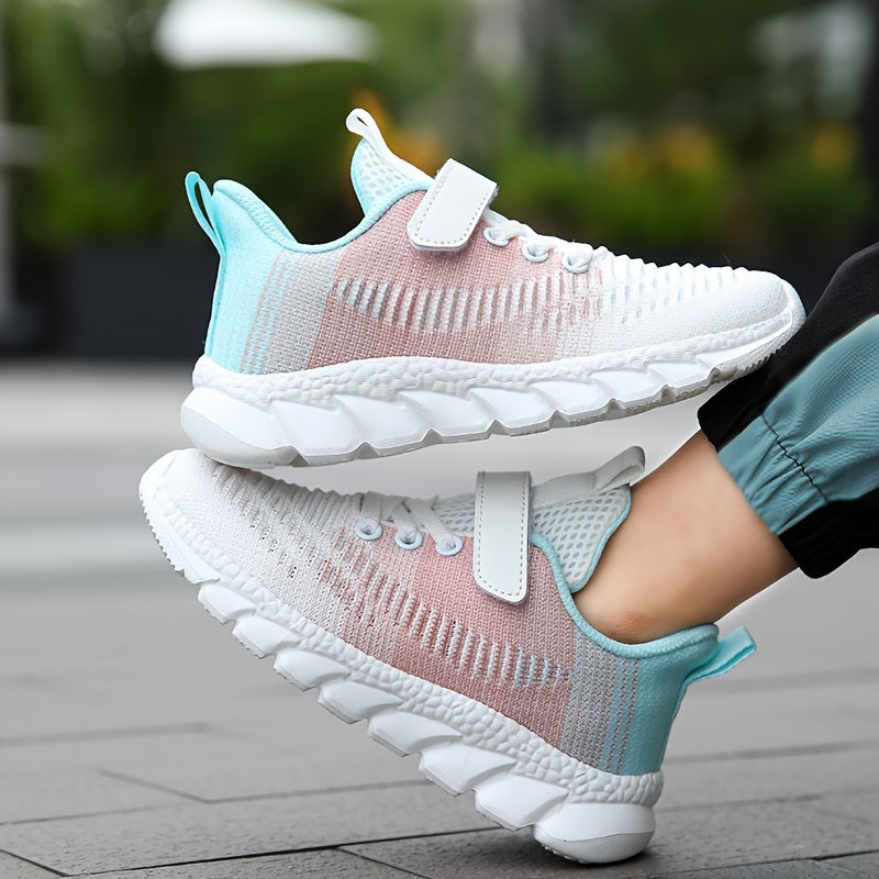 Girl's Gradient Colour Woven Knit Breathable Sneakers