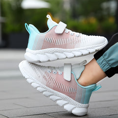 Girl's Gradient Colour Woven Knit Breathable Sneakers