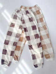 2 Pcs Plaid Lounge Pants Elastic Waist Women's Sleepwear