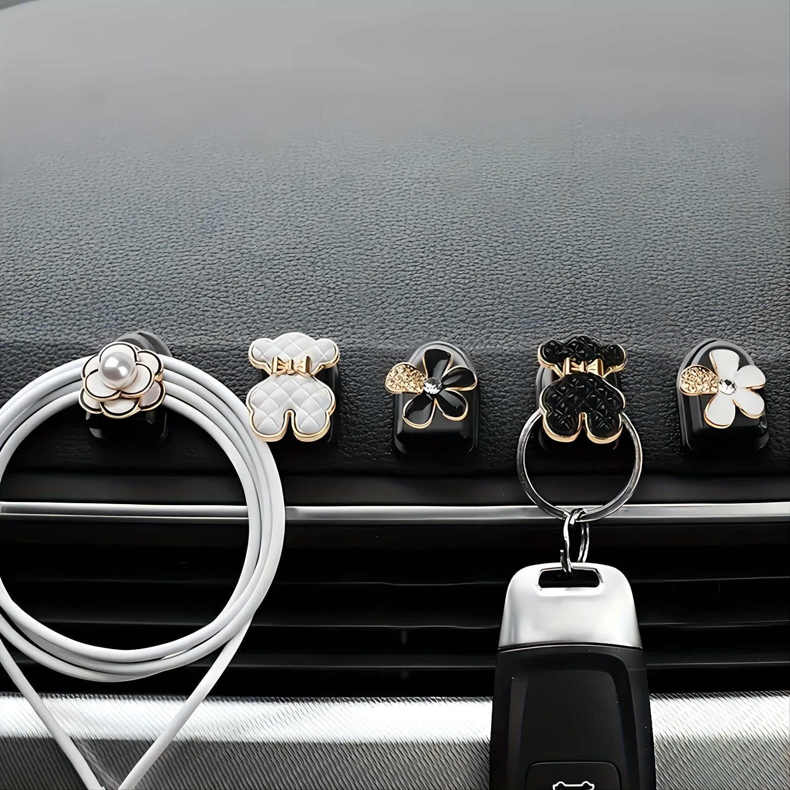 4Pcs Car Hooks Organizer Hanger For USB Cable Headphone Key Storage