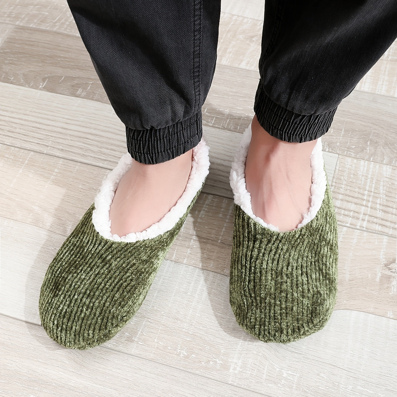Men's Striped Fleece Slipper Socks