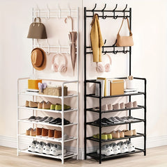 Clothes Storage Rack With Hooks & Shoe Storage Shelf