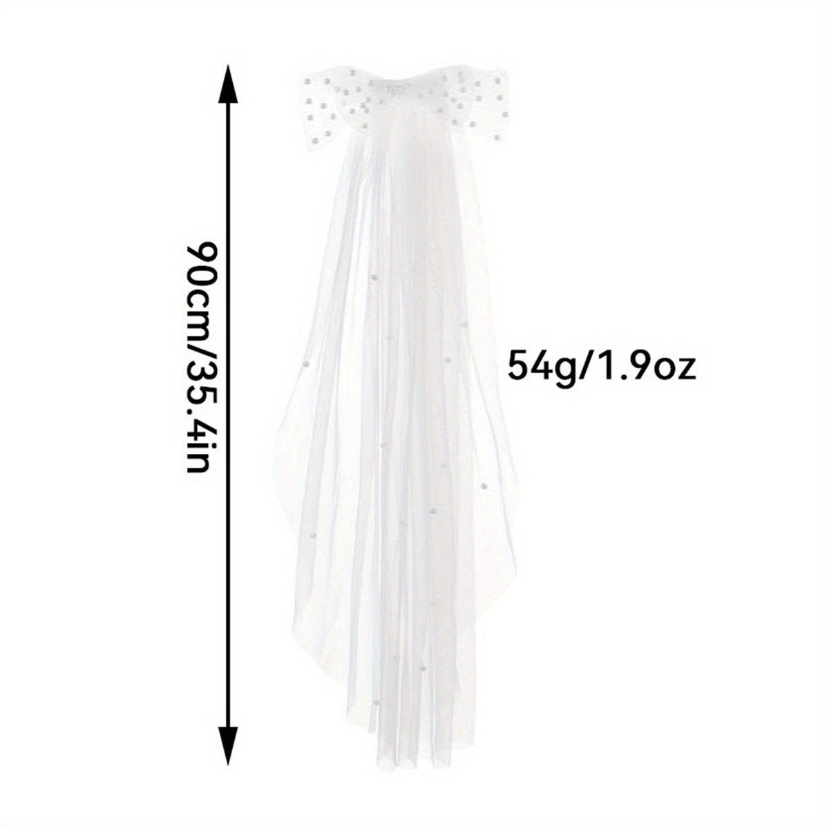 Long Wedding Veil with Bow & Comb Bridal Veil for Brides