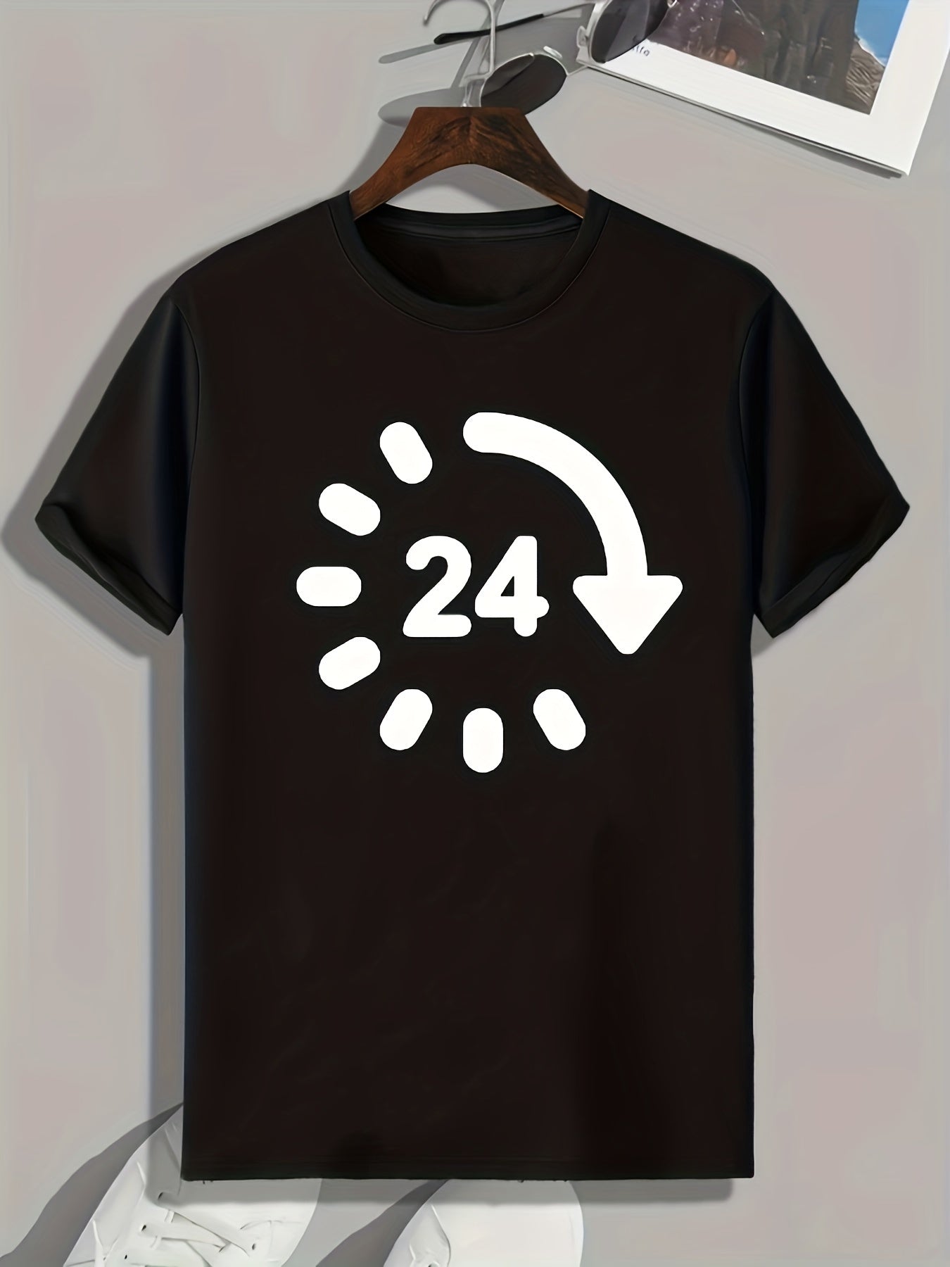24 Hours Pattern Print Men's Comfy Sports T-shirt