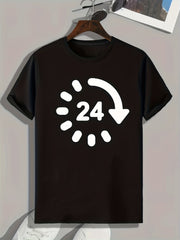 24 Hours Pattern Print Men's Comfy Sports T-shirt