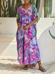 Tie Dye Bat Sleeve Cover Up Dress