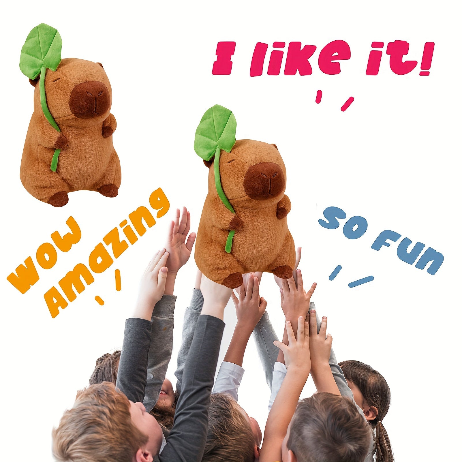 Capybara Plush Toy with Lotus Leaf Hat Stuffed Animal