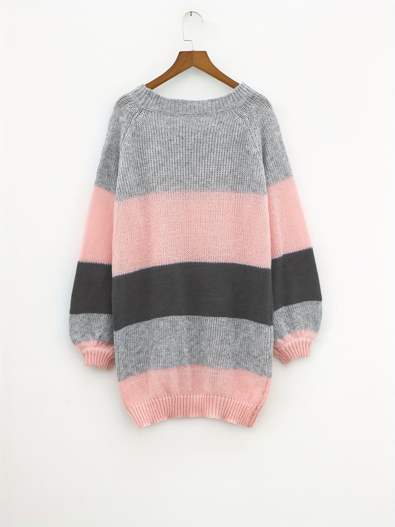 Colorblock Lantern Sleeve Sweater