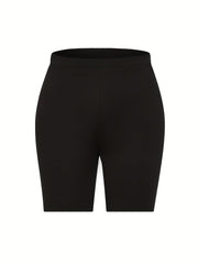 Casual Shorts Women's Plus Solid Elastic Waist High Stretch