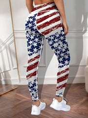 American Flag High Waist Yoga Pants Stretch Leggings Activewear