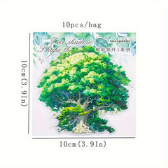 20pcs Tree Waterproof Stickers, 3.9In Hand Curtain Stickers, Water Bottle Decor