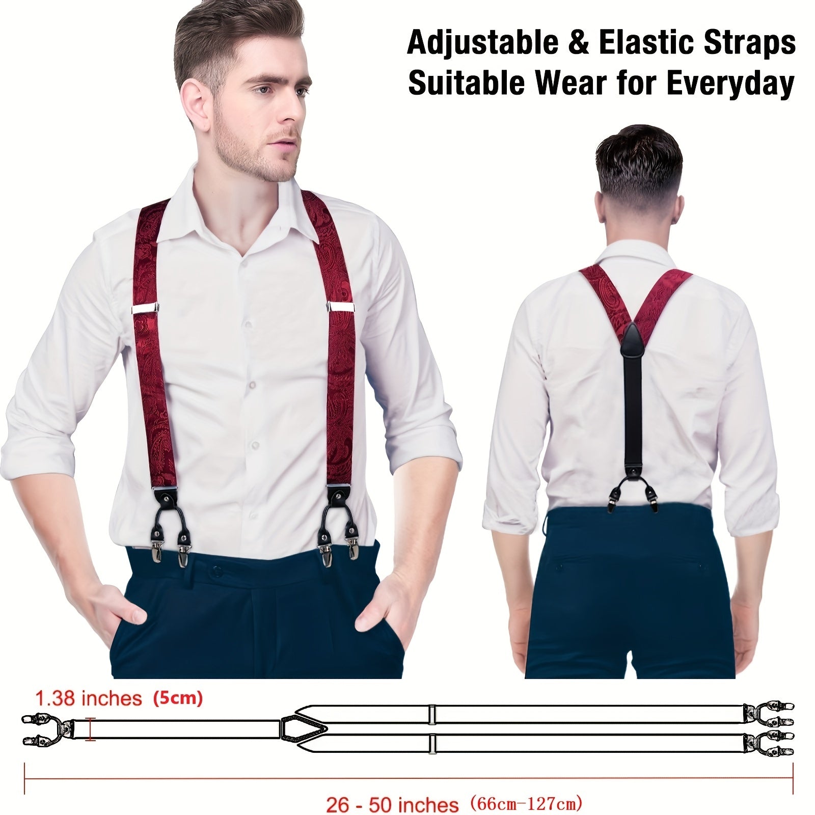 Men's Paisley Silk Suspender Set for Wedding Party
