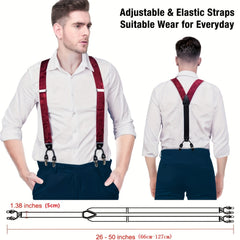 Men's Paisley Silk Suspender Set for Wedding Party