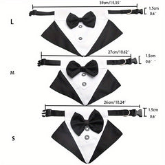 Formal Dog Tuxedo Bandana with Bow Tie for Weddings Graduations Dress Up