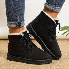 Women's Plush Inner Snow Boots Lace Up Winter Ankle Boots