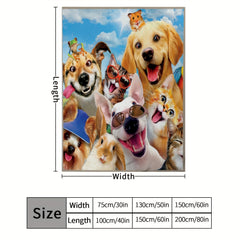 Funny Cat Dog Rabbit Blanket Soft Warm Throw Blanket For All Seasons