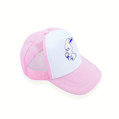 Y2K Rabbit Print Mesh Baseball Hat Sunshade Trucker Hat Pink Dad Hats for Women