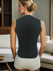 Geometric Pattern Knitted Crew Neck Tank Top Y2K Sleeveless Tank Top