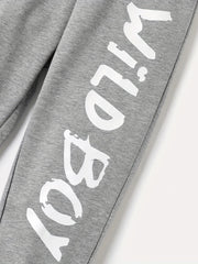 Boys Wild Boy Letter Print Sweatpants Set for Spring and Fall