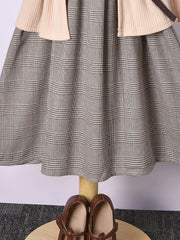 Girls Houndstooth Vest Dress & Apricot Ribbed Jacket Set