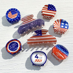 Patriotic Acrylic Hair Claw Clip American Flag Hair Grip Clip Women Independence