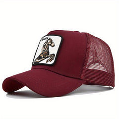 Horse Embroidery Baseball Cap Mesh Peaked Sun Hat