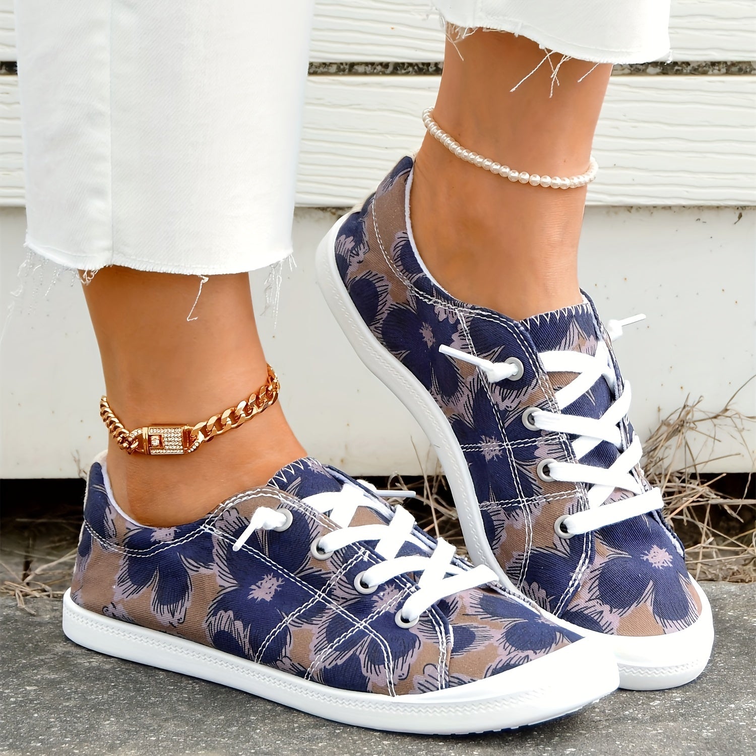 Floral Pattern Casual Shoes Lightweight Soft An